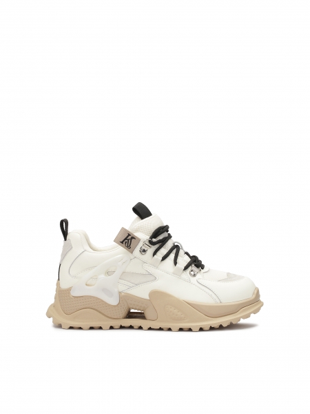 Beżowe sneakersy z łączonych materiałów MAY