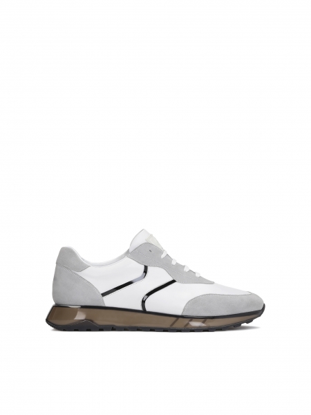 Szaro-białe sneakersy męskie na półtransparentnej podeszwie SAVIT