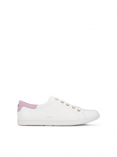 Białe sznurowane sneakersy damskie z kolorową wstawką TILLY