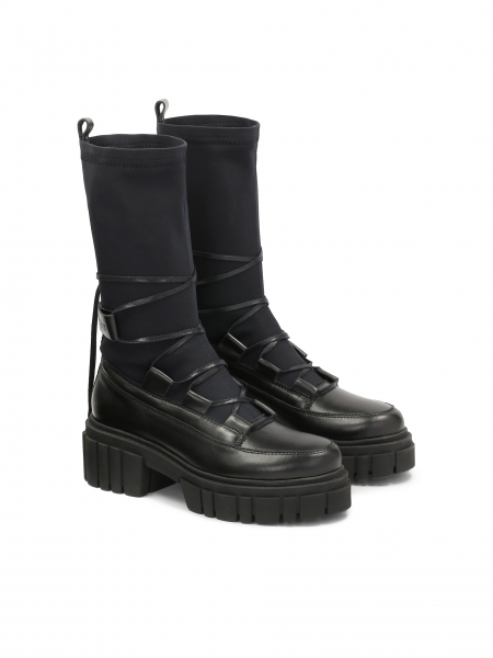 Awangardowe trzewiki damskie ze skarpetkową cholewką i masywną podeszwą LYLA