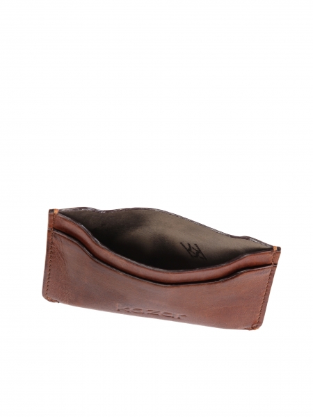 Eleganckie brązowe etui na karty z licowej skóry XOAN
