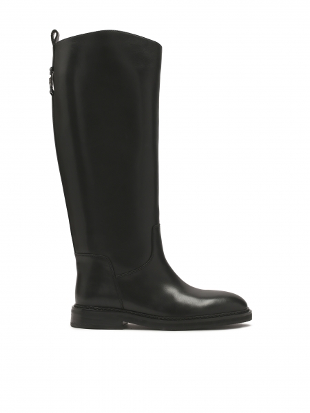 Wsuwane czarne kozaki na płaskiej podeszwie  ALME