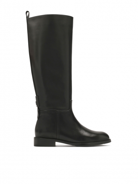 Klasyczne czarne kozaki na płaskiej podeszwie ROSEANE