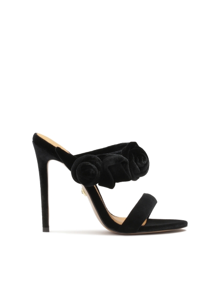 Klapki na obcasie zdobione różami  3D JOSEFINE