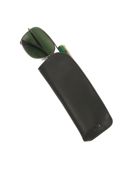 Skórzane czarne etui na okulary i długopis  FELICIANOS