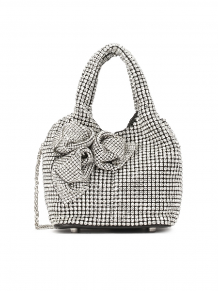 Błyszcząca torebka z cyrkoniami i kwiatami SHINE