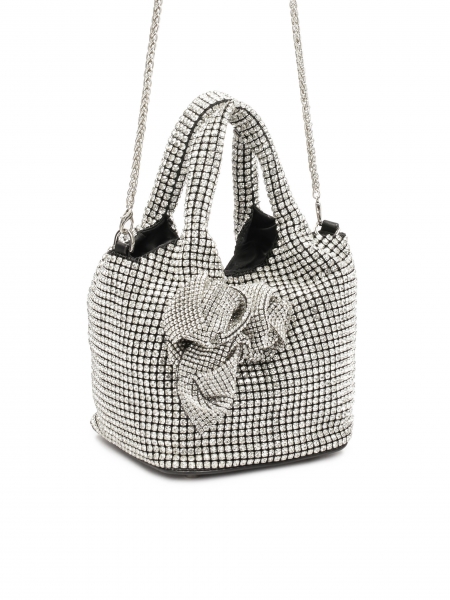 Błyszcząca torebka z cyrkoniami i kwiatami SHINE