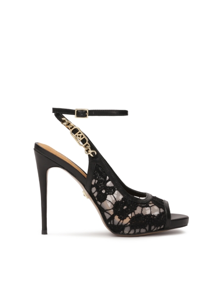 Sandały na obcasie z koronkową cholewką KANA