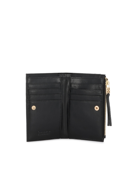 Czarny portfel damski ze skóry tłoczonej THALIA