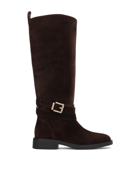 Brązowe wsuwane kozaki z zamszu VESLINA