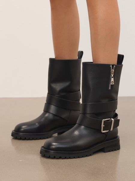 Skórzane botki ze wsuwaną cholewką HEDY