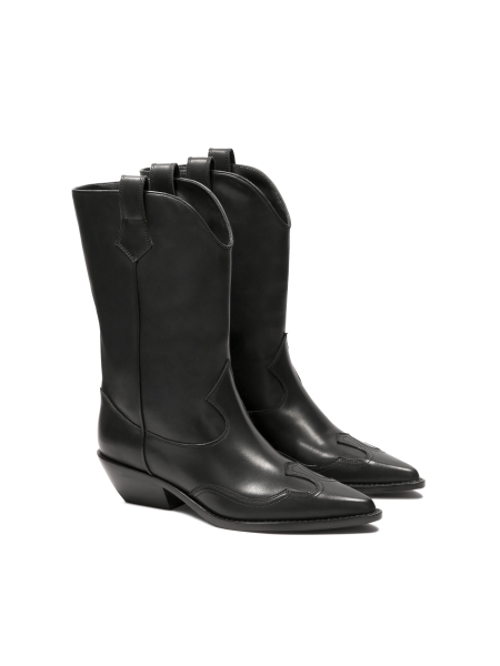 Czarne kowbojki na niskim obcasie NEREIDA