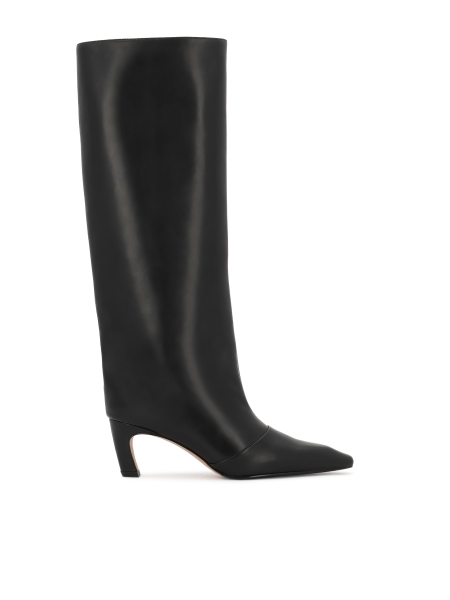 Czarne kozaki z naturalnej skóry z wsuwaną cholewką KS NORELI