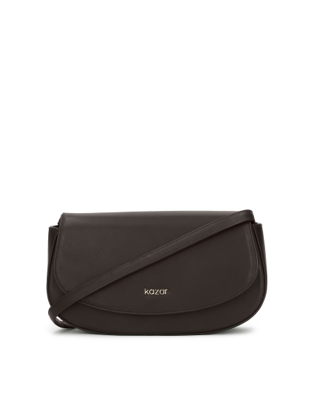 Brązowa sztywna torebka z paskiem na ramię NALYA