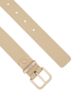 Beżowy pasek z metalową szlufką z logotypem ALA