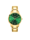 Złoty zegarek na bransolecie z zieloną tarczą VIVID AURA