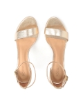 Skórzane złote sandały na wygodnym obcasie BELLAROSE