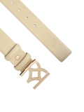 Beżowy pasek z gładkiej skóry z efektowną klamrą  MANUELA