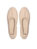 Skórzane beżowe baleriny z gumką na cholewce MAGALIE