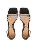 Skórzane sandały na obcasie z błyszczącymi paskami OTYLIA