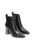 Czarne botki z dekoracyjnym obcasem ERIKA