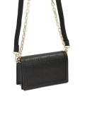 Czarna torebka w monogramy z paskiem i łańcuszkiem TIRIEL