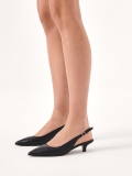 Czarne czółenka z tłoczonej skóry slingback IRIA