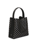 Czarna skórzana torebka zdobiona okrągłymi nitami LAURIE L