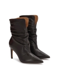 Skórzane botki z marszczoną cholewką LIZA