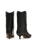 Czarne botki z zaokrągloną cholewką w stylu kowbojskim  RENESIE