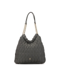 Pikowana szara torebka z długimi uchwytami  SOLENE