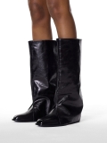 Skórzane czarne kozaki z wywiniętą cholewką KS MARGOT