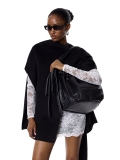 Czarna torebka worek z miękkiej skóry KS NOEMIE