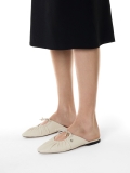 Kremowe klapki z wiązaną cholewką  KS LUCITA
