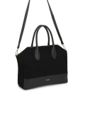 Czarna zamszowa torebka z rączkami i paskiem AVIELLE