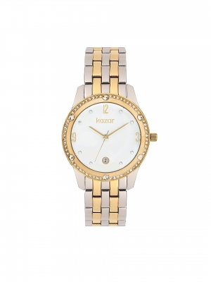 Srebrno-złoty zegarek ozdobiony cyrkoniami