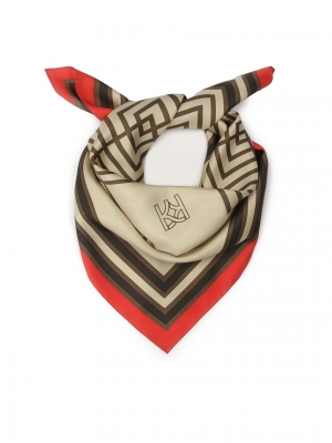 Beżowo-brązowa apaszka z jedwabiu