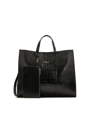 Duża skórzana torebka w egzotyczny wzór