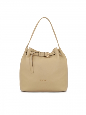 Beżowa torebka w kształcie worka 