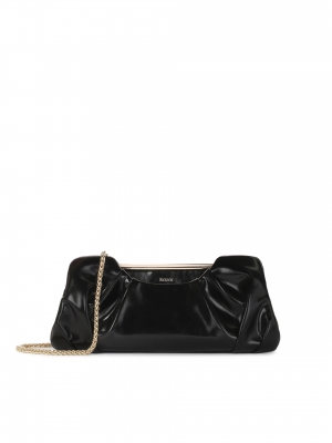 Marszczona skórzana torebka z metalową ramą