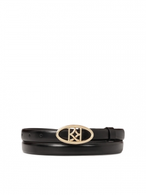 Elegancki czarny pasek z owalną klamrą