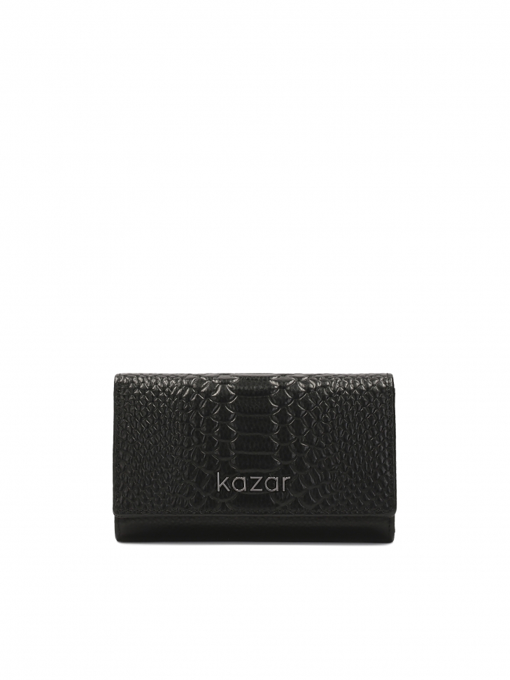 Czarny podłużny portfel z tłoczonym wzorem  SANTI