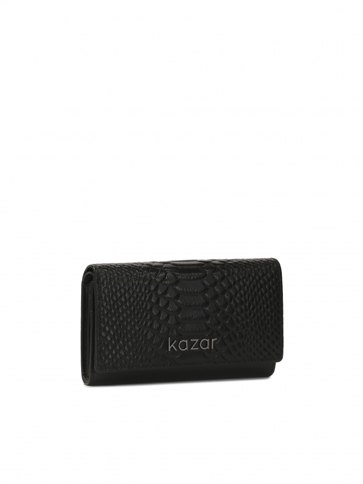 Czarny podłużny portfel z tłoczonym wzorem  SANTI