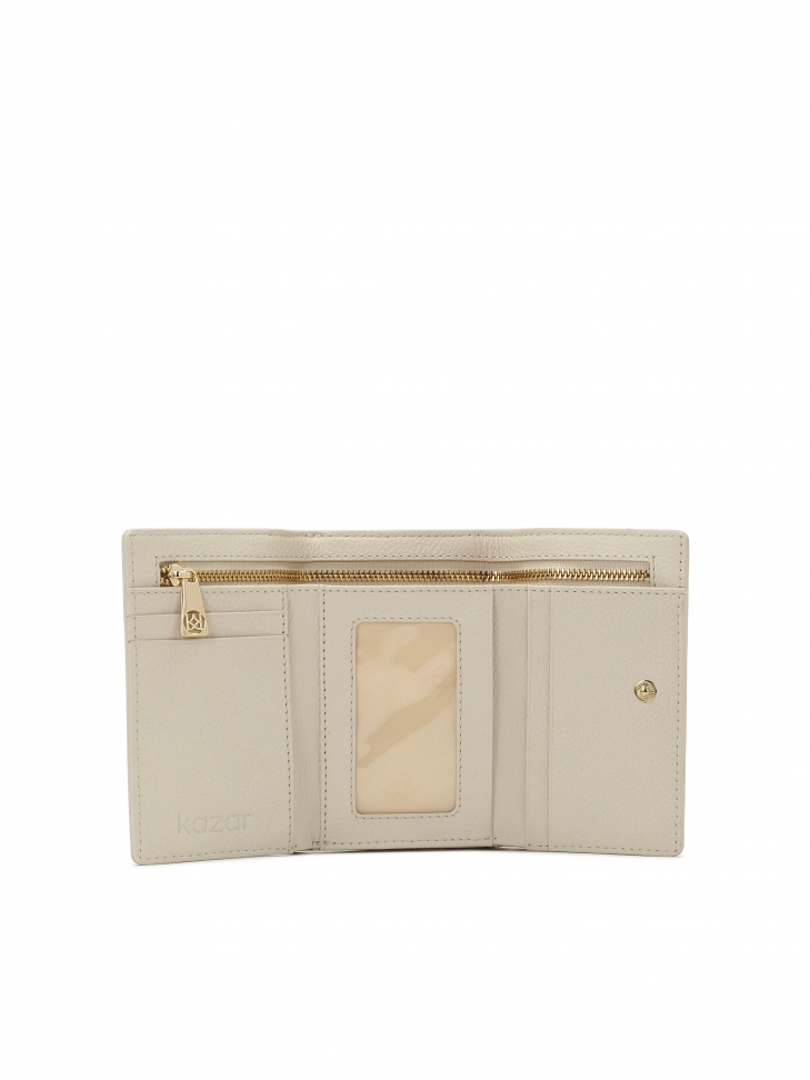 Kremowy mały portfel ze skóry ASA