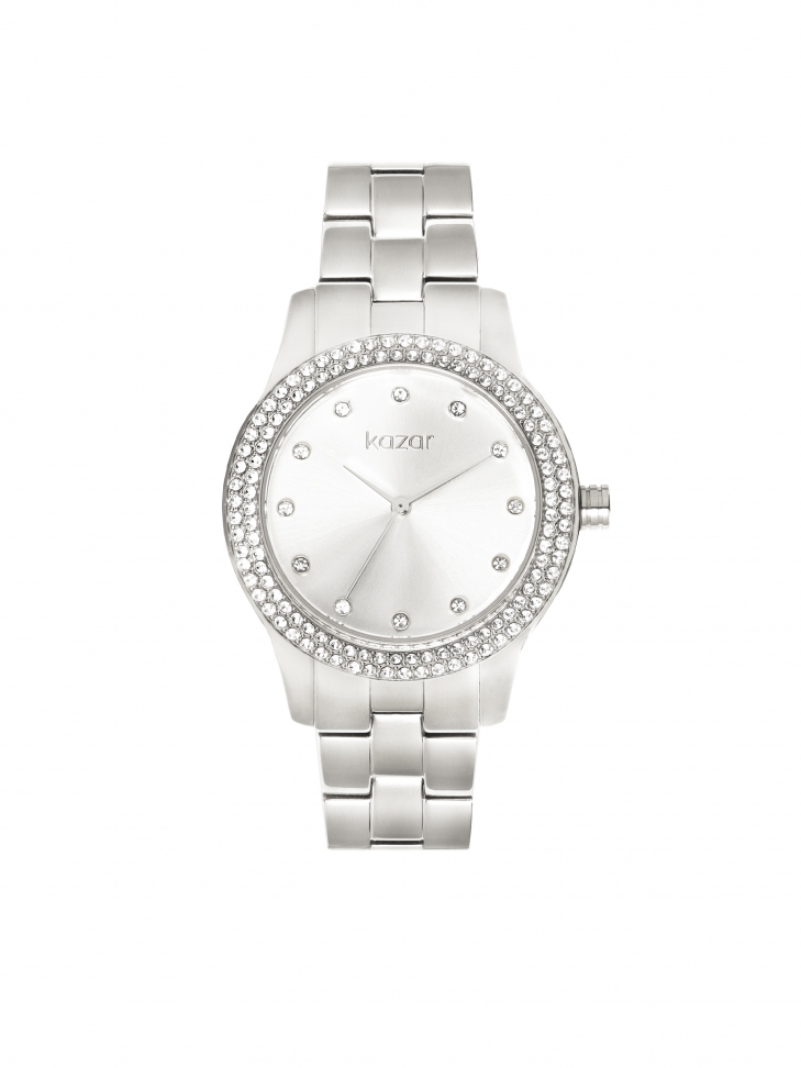 Srebrny zegarek zdobiony kryształkami LADY GRACE