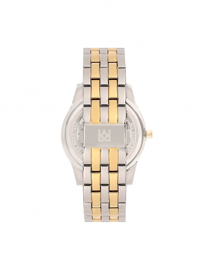 Srebrno-złoty zegarek ozdobiony cyrkoniami 