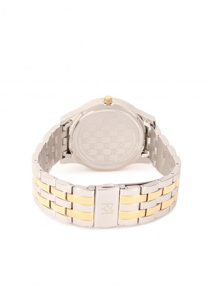 Srebrno-złoty zegarek ozdobiony cyrkoniami 