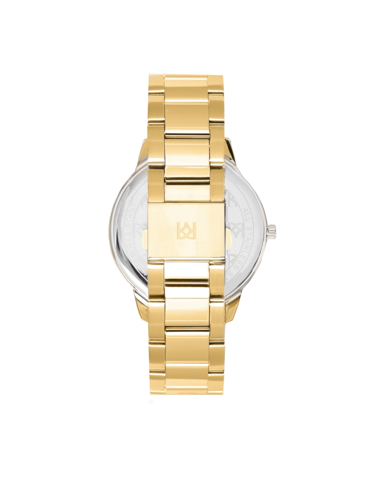 Złoty zegarek na bransolecie z zieloną tarczą VIVID AURA