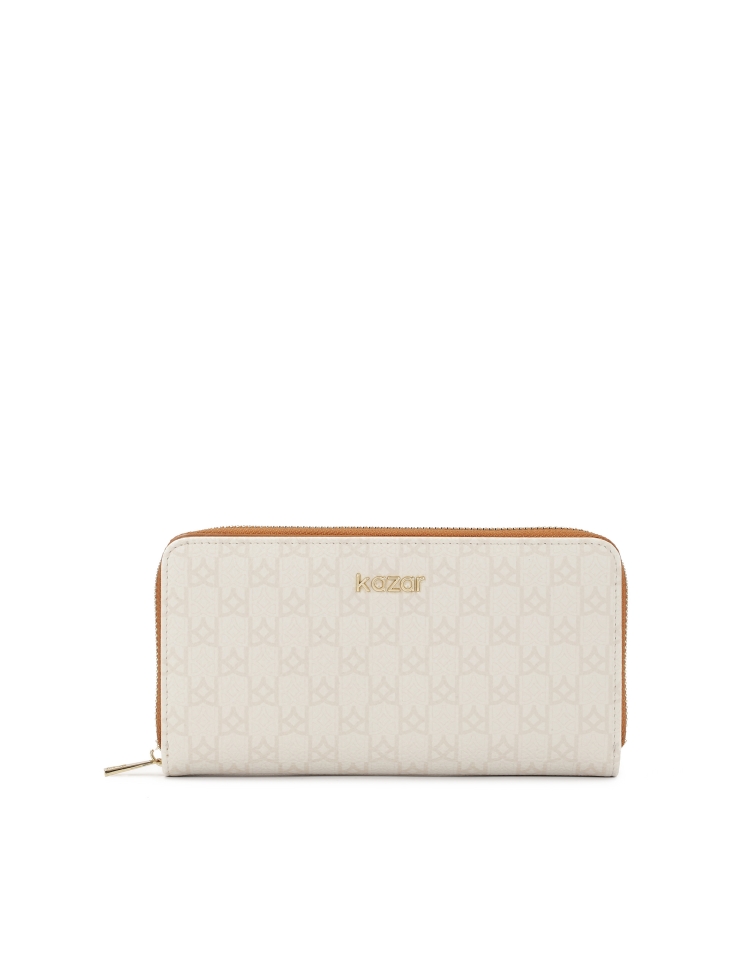 Wzorzysty jasny portfel skórzany ROLETTE