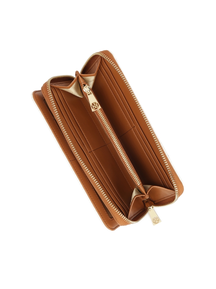 Wzorzysty jasny portfel skórzany ROLETTE